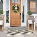 Collive Door Mat Black and White Striped Rug 27.5" x 43.3", Farmhouse Front Porch Rug Reversible Washable Front Door Mats, Hand Woven Welcome Layered Doormat Carpet for Entryway Entrance