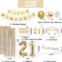 Trgowaul 21st Birthday Decorations for her, Champagne Gold Happy 21st Birthday Supplies for Girls, 21 Sash and Crown, Banner, Fringe Curtains, Cake Topper, 21 Year Old Party Supplies Set