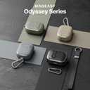 MAGEASY Odyssey AirPods 1 2 Case Cover with Secure Lock + Travel Clip + Wrist Strap, Wireless Charging Compatible, Drop Protection Apple AirPod Pro 1st 2nd Generation Case Shockproof (Metal Black)
