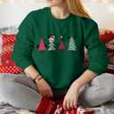 JINTING Christmas Sweatshirt for Women Christmas Tree Pullover Xmas Holiday Crewneck Sweatshirts Long Sleeve Top Green Medium (Green, M)