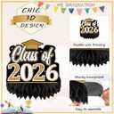 2 x Yisong 9 Pieces 2026 Graduation Party Table Decorations Class of 2026 Congrats Graduation Centerpieces for Tables Congratulate Honeycomb Centerpiece Topper for Grad Party Supplies(Black Gold)