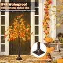 2 Pack 4FT Artificial Lighted Maple Tree, Thanksgiving Decorations for Home with Timer, 100 LED Prelit Fall Decor Maple Tree with Warm White Light for Indoor Outdoor Harvest Thanksgiving Day, Orange