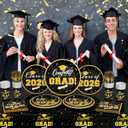 Tbsone Class of 2026 Graduation Plates and Napkins Set Black and Gold Disposable Tableware for 25 Guests, Includes Plates, Napkins, Cups, Forks and Tablecloth Party Decorations Supplies (126 PCS)