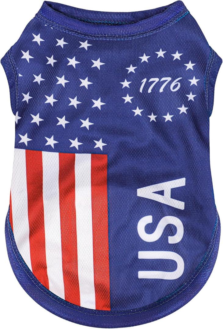American Flag Inspired Dog Vest: Perfect Dog Shirt, Ideal Tank Top for Everyday Wear, Independence Day Celebrations Quality Materials for a Cute and Stylish Look Blue USA XS