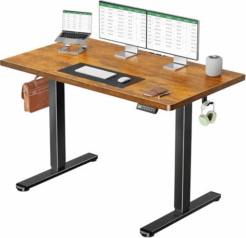 Marsail Electric Standing Desk with One-Piece Desktop,55 x 30 inch Height Adjustable Office Gaming Computer Desk with Deeper Tabletop,Home Office Stand up Desk with 4 Memory Presets, 2 Packages