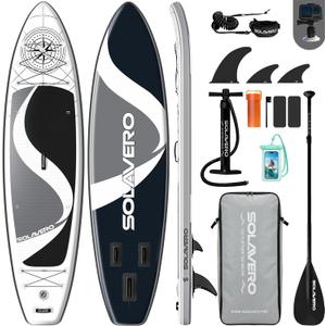 SOLAVERO 11'6" Inflatable Stand Up Paddle Board with Premium SUP Accessories - Extra Wide Stable Design with Non-Slip EVA Deck, SUP Paddleboard for Adults & Youth of All Skill Levels