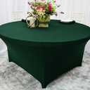 Wholesale (200 GSM) 5 FT (60 in) Round Spandex Stretch Fitted Table Cover Tablecloths - Hunter Green