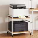 Large Under Desk Printer Stand, 2-Tier Printer Cart with Heavy-Duty Metal Wheels and Adjustable Shelf, 20 Inches Deep, Maple