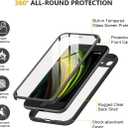 Miracase for iPhone SE Phone Case 3rd/2nd Generation 2022 2020 Full-Body with Built-in Glass Screen Protector, Heavy Duty 360 Protective Shockproof Bumper Cover for iPhone 8/SE 4.7 Inch, Black