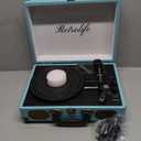 Record Player with Speakers 3-Speed Bluetooth Suitcase Portable Vinyl Record Player Belt-Driven RCA Line Out AUX in Headphone Jack Vinyl Vintage Turntable Blue