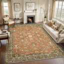 Tangsoo Washable 8x10 Large Terracotta Area Rug for Living Room Non Slip