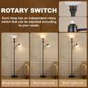 Leasgy Torchiere Floor Lamp with Adjustable Angle Reading Lamp-Black 71IN | Standing Lamp for Bedroom with Glass Shade, Tall Floor Lamp for Living Room Decor, Office, Corner, Knob Switch, Bulb Included