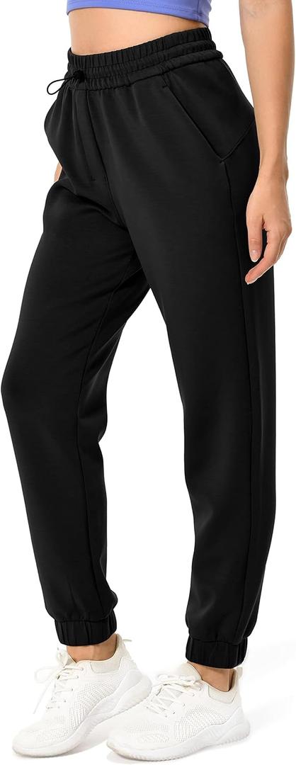 Colorfulkoala Women's High Waisted Ultra Soft Velvra Modal Joggers Running Sweatpants Casual Lounge Pants with Pockets (Medium, Black)