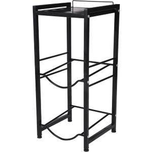5 Gallon Water Jug Holder, 2-Tier Water Bottle Storage Rack With Storage Shelf, 2 Slots Heavy Duty Water Dispenser Holder Stand with Adjustable Feet for Kitchen Office Room, Black