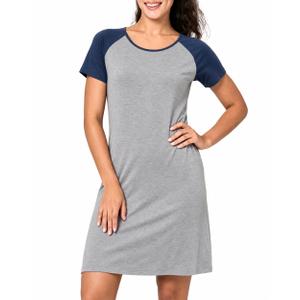 BAMBOO COOL Womens Nightgown Soft Sleepwear Short Sleeve Pajamas Lounge Sleep Dress Comfy Nightshirt for Ladies (M)