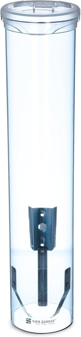 San Jamar Small Pull-Type Cup Dispenser Fits 3-4.5 Oz Cone Cups, 3-5 Oz Flat Cups with Flip Caps for Restaurants, Dining Halls, and Fast Food, Plastic, 16 Inches, Blue