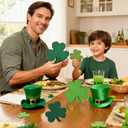 2 x St. Patrick's Day Shamrock Decorations, Wooden Saint Patrick Day Irish Ornament Wood Sign Tiered Tray Decor Set of 4, Green Clover Table Top Decoration for Home, Shelf, Door, Office Party