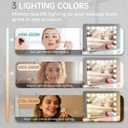 Hollywood Vanity Mirror with Lights, 23" x 18" Lighted Makeup Mirror with 15 Led Bulbs, 3 Color Lights, 10x Magnification, Desk/Wall Mounted, Bedroom College Dorm Room Essentials