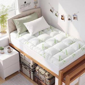 Waterproof Twin Size Mattress Topper Viscose Derived from Bamboo, Extra Thick Mattress Pad for Back Pain, Cooling Mattress Topper with Deep Pocket 8"-21",Green,Twin