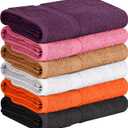 Towel and Linen Mart 100% Cotton 6 Pack Bath Towel Set, Quick Dry, Super Absorbent, Light Weight, Soft, (27 x 54 Pack of 6) (27 x 54 6 Pack, Plum, Pink, Beige, Grey, White, Peach)