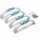 Vintage-Style Floral Cabinet Handles - Set of 4 (White with Blue & Yellow Flowers)