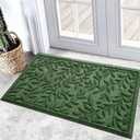 Bulijojo Sturdy Front Entrance Doormats,Durable Heavy Duty Welcome Mat,Thick Absorbent Natural Rubber Non Slip Mat,Easy Clean Entryway Mat 17x30 Inch Leaves Green