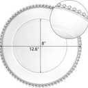 Lawei 12 Pack Clear Plastic Charger Plates with Bead Rim, 13 Inch Plastic Round Serving Plates Decor Dinner Plates for Party Wedding Events Dinner Decoration, 12.6 Inch