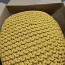 FRELISH DECOR Round Pouf Ottoman Hand Knitted 100% Cotton Pouf Foot Stool - Knitted Bean Bag - Floor Chair for Living Room Bedroom - Foot Rest for Couch (20 Diameter x 14 Height) - Yellow