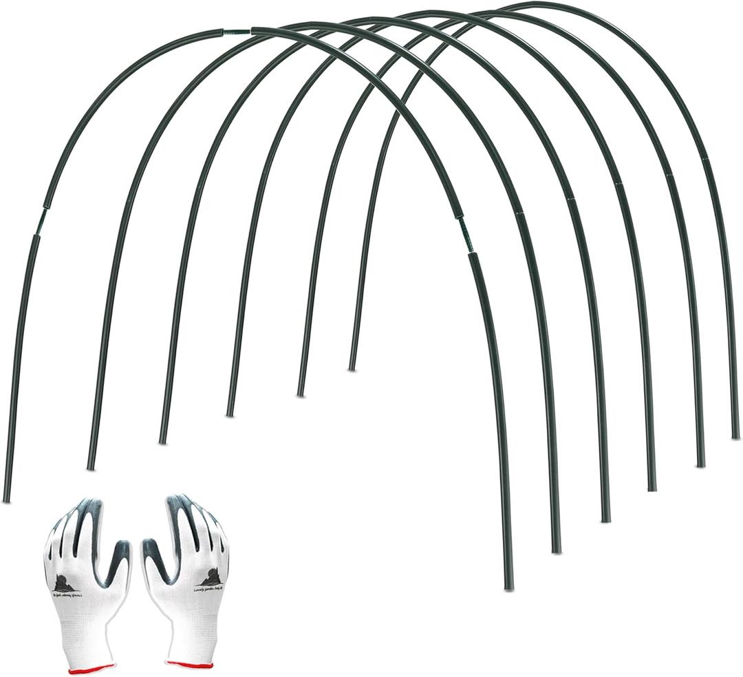 Gardzen Garden Hoops for Raised Beds Greenhouse Hoops, DIY Kit for Row Cover Garden Netting, All Season Plant Protection, 24 Pcs (5.7 ft x 6pcs)