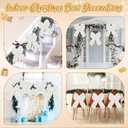 Janinka 6 Pcs Large White Christmas Bow Ornaments with Gold Snowflake Decor 13.4x9.1 Inch Big Plush Faux Fur Bow Decorations Furry Xmas Tree Topper for Wreath Door Window Fireplace Staircase Decor
