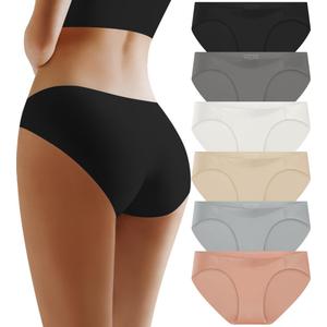 Seamless No Show Underwear:Comfort Sexy Low Rise Womens Panties Stretch Invisible Bikini Briefs Ladies Panty 6 Pack (Small)