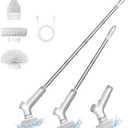 VEWIOR Electric Spin Scrubber, Cleaning Brush Electirc with 3 Replaceable Brush Heads Cordless, Shower Scrubber for Cleaning with Adjustable Handle and Power Dual Speed for Bathroom Tub Tile Grout (White)