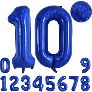 4 x TONIFUL 40 Inch Number 10 Balloon Laser Dark Blue Digital 10 Balloon Giant Foil 10 Navy Blue Balloons for 10th Birthday Party Engagement 10th Anniversary Celebration Graduations Decorations Supplies