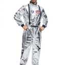 Adult Astronaut Costume Men, Unisex Outer Space Costume Women Spaceman Shiny Space Suit Halloween Costumes Spaceman (Small, Sliver)