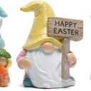Hodao Set of 3 Easter Gnomes Decor - Resin Bunny Handmade Spring Elf Gifts for Kids/Women/Men, Decorations for The Home Party (Multicolor)