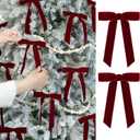 Flair Gifts 24 Pcs Burgundy Maroon Velvet Christmas Bows Ornaments - 5 x 7 Inch Luxury Vintage Velvet Ribbon Bows for Christmas Tree Decor, Wreaths, Gifts Wrapping, Fireplaces, and Xmas Decoration