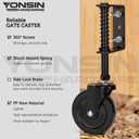 4" Heavy Duty Spring Loaded Gate Caster, Drag Gate Wheels with 360° Swivel for Wooden Gate Fence, Metal Tube Gate, Anti Sag Gate Kit, 200 Lbs Capacity, 1 Pac, Black