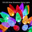 Solar String Strawberry Lights Outdoor 2 Pack 200 LED 80Ft Multi-Color Christmas Fairy Lights with 8 Lighting Modes, Waterproof Solar Lights Outdoor for Garden Christmas Wedding Xmas Tree Decoration