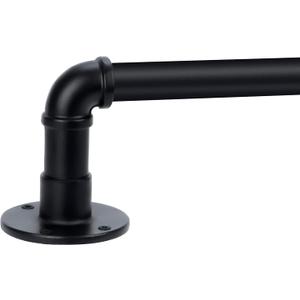 Curtain Rods for Windows 66 to 120, 1 Inch Industrial Wrap Around Black Curtain Rod, Indoor/Outdoor Room Divider Adjustable Drapery Pole, 66"-120"