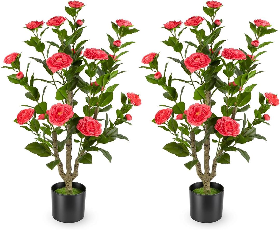 3ft 2-Pack Artificial Camellia Trees