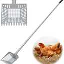 Chicken Poop Scooper Tempered Spring Steel Sifting Shovel for Chicken Coop with 32-60" Adjustable Stainless Steel Tube Cleaning Tool for Coop with Rubber Handle