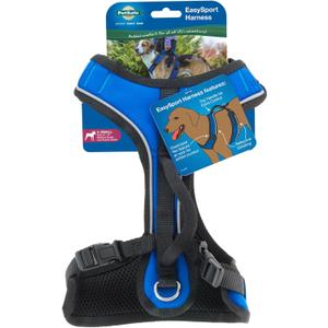 PetSafe EasySport Harness - Durable Padded Fabric, Adjustable Elastic Neckline, Rear-Leash Attachment & Nighttime Reflective Visibility - No Choke or Gag Secure Fit - Extra-Small - Blue