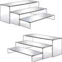 6 Pcs Large Acrylic Display Risers, 12" Large Risers Display Stands, 2 Sets Thickened to 0.19" Clear Rectangular Display Shelf for Figures, Jewelry, Perfume, Showcase, Collectibles, Dessert