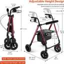 Ambliss Rollator Walker with Seat & Tray,Lightweight Folding Walker for Seniors 8" Large All-Terrain Wheels, 300 lbs Capacity, Dual Height Adjustable Rolling Walker with Cup Holder & Cane Holder