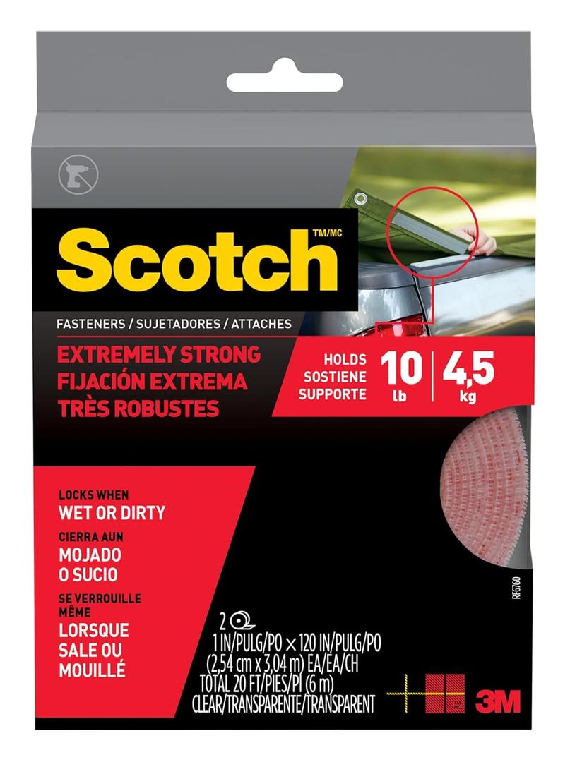 3M Dual Lock Reclosable Fastener SJ3560 (Clear, 1 in x 10 ft Roll) - Heavy Duty Adhesive Interlocking Tape for Indoor/Outdoor Mounting