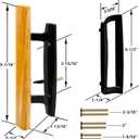 Patio Sliding Glass Door Handle with Mortise Lock 45 Keyway, Non-keyed Oak Wood Inside Handles and Zinc Diecast Outside Pull, 3-15/16" H.C., Non-Handed, Black