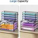 7 Tier Desk File Organizer, Letter Tray Paper Organizer, Metal Desktop Organizers and Accessories for Study and Workspace, for Home Office, Black