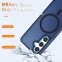 YENAPOON for Samsung Galaxy S25 Case, Matte Magnetic Phone Case with 1 Screen Protector, Support for Magsafe, Translucent Frosted Shockproof Protective Cover for Samsung Galaxy S25, Navy Blue
