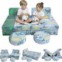 MeMoreCool Modular Glow Sofa for Kids  8-Piece Convertible Foam Couch Set, Glowing Dinosaur Design | Soft Playroom Furniture for Toddlers | Washable Cover