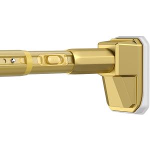 41 to 185 Inch Tension Curtain Rod No Drill Gold Shower Curtain Rod Extra Long Heavy Duty Tension Rod for Windows, Patio, Bathroom - Renter Friendly Adjustable Curtain Rods